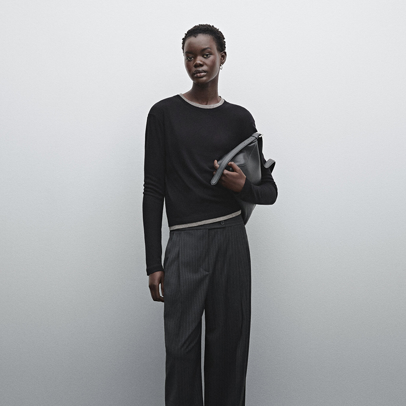 假两件圆领长袖T恤打底衫上衣女