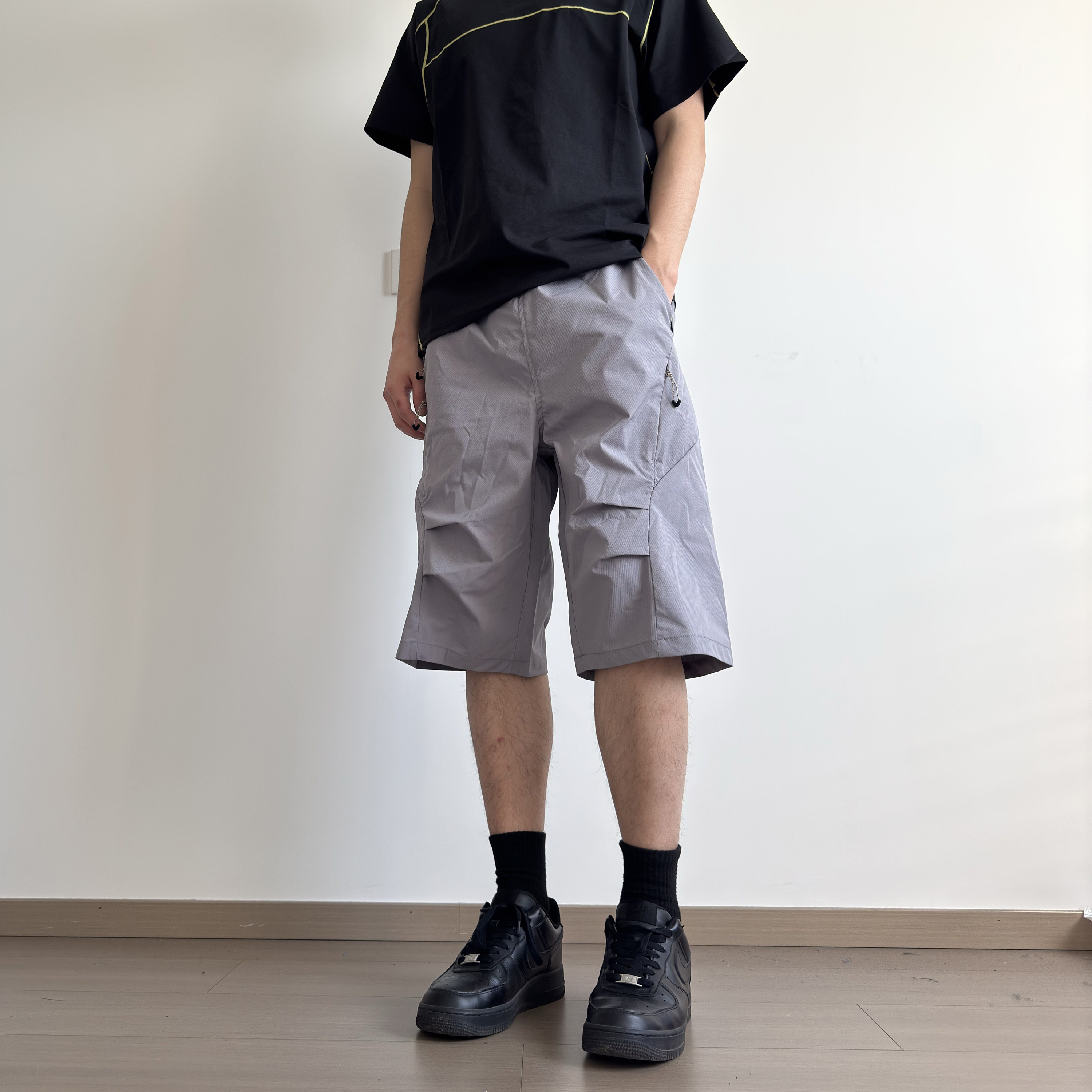 撞色美式七分裤soxiox夏季高级感宽松户外运动速干工装短裤男女款