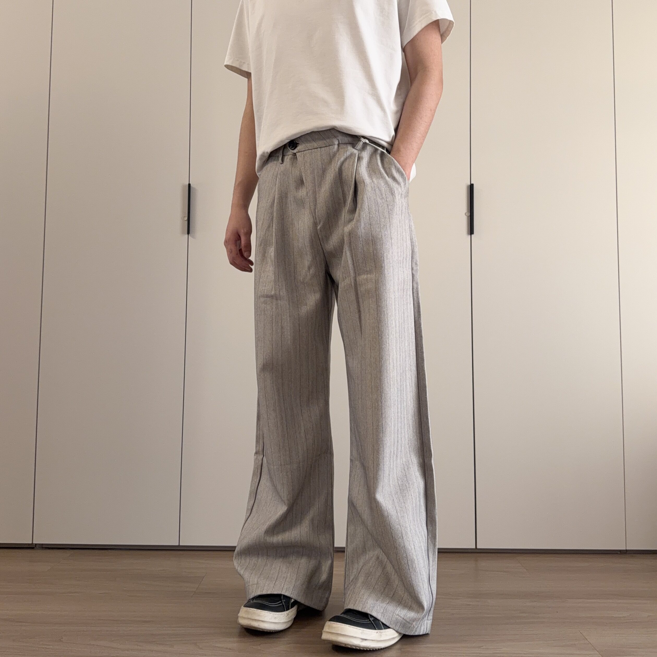 soxiox老钱风条纹西裤夏季薄款休闲长裤垂坠感男生慵懒松弛感裤子