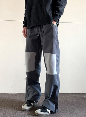 soxiox三防软壳冲锋裤男女大码防水防风直筒登山宽松美式机能裤子