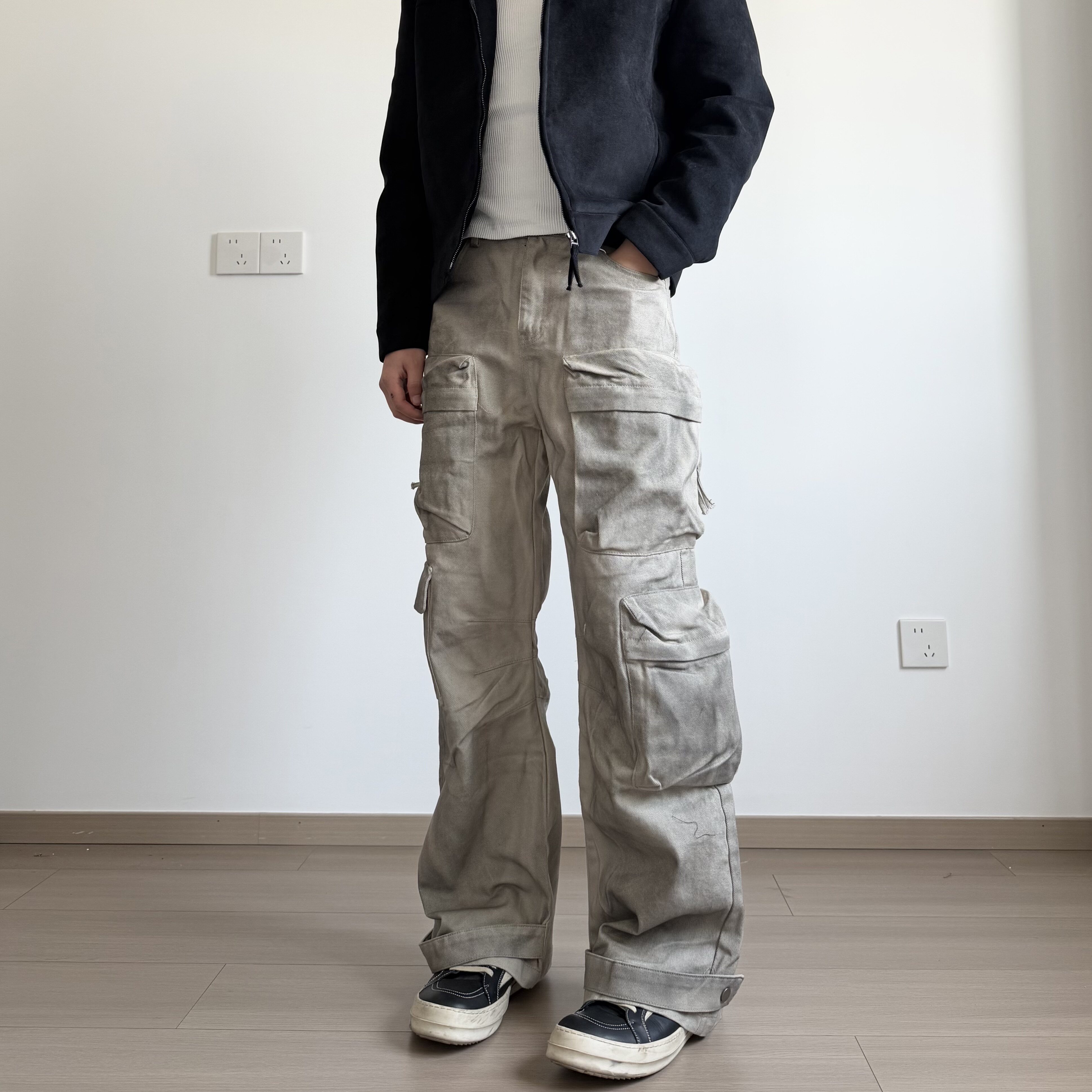 soxiox多口袋美式牛仔工装裤男女直筒宽松设计感小众高级感裤子潮