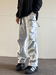 soxiox秋冬加绒美式机能冲锋裤男女款直筒伞兵裤户外登山软壳裤子