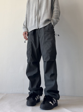 soxiox春季户外冲锋裤男女防泼水防风滑雪裤直筒美式机能工装裤子