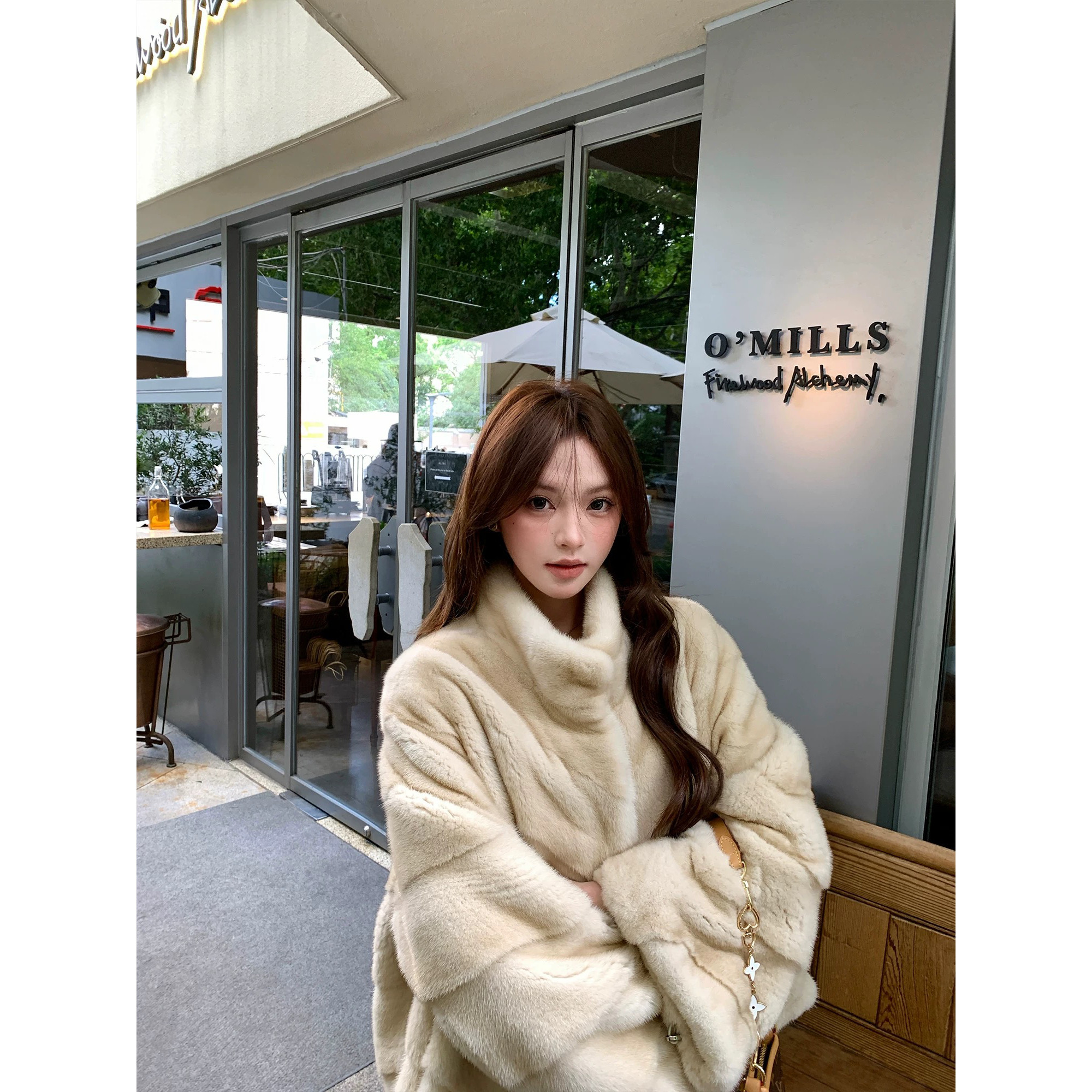 仿 天鹅绒进口水貂立领斜排全挖削工艺 水貂皮草女毛毛外套