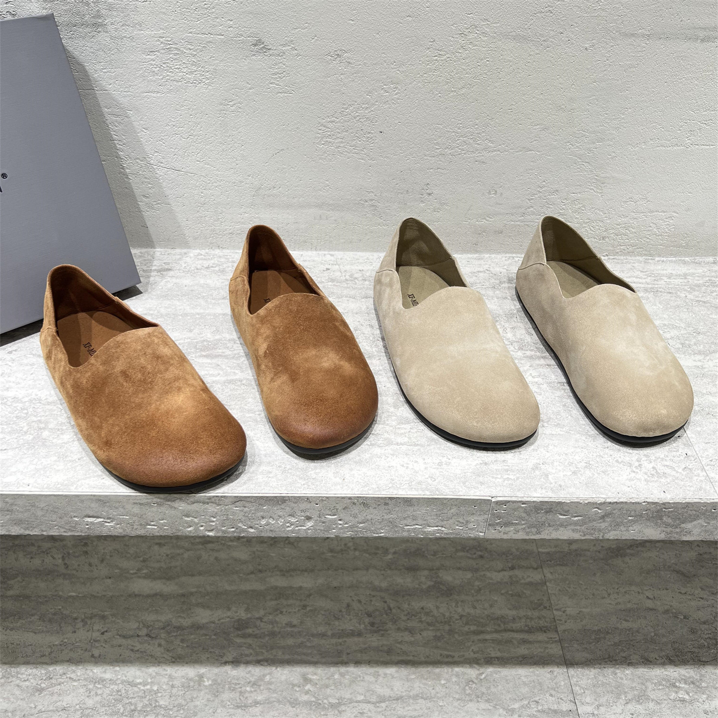 欧洲站真皮圆头平底浅口鞋勃肯鞋