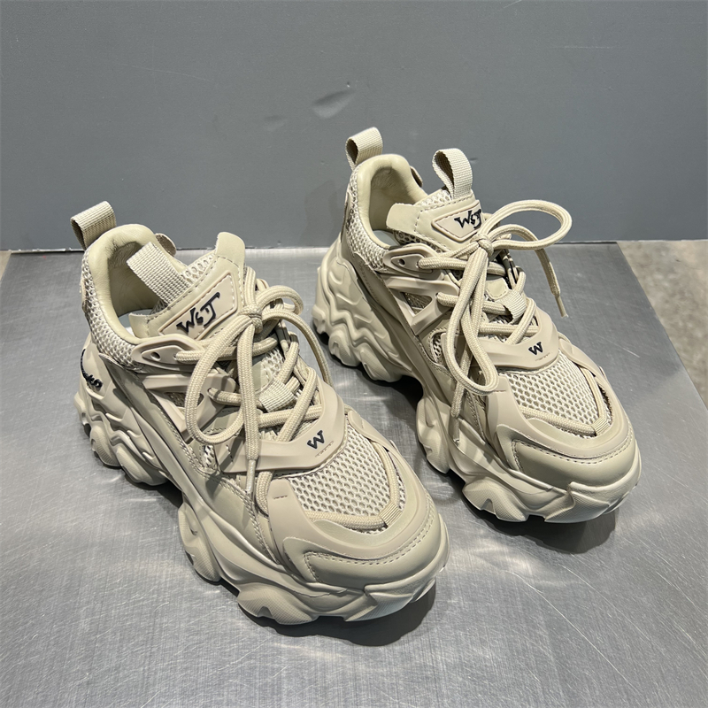 欧洲站真皮系带厚底老爹鞋运动鞋