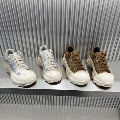 欧洲站女鞋2026春新款欧货真皮系带厚底百搭休闲运动鞋松糕底板鞋