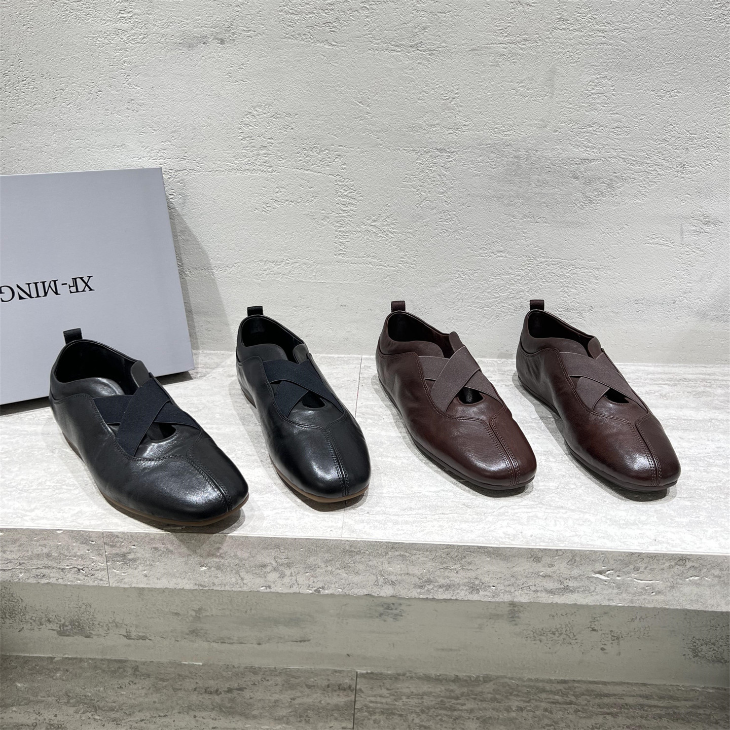 真皮方头平底浅口单鞋玛丽珍鞋潮