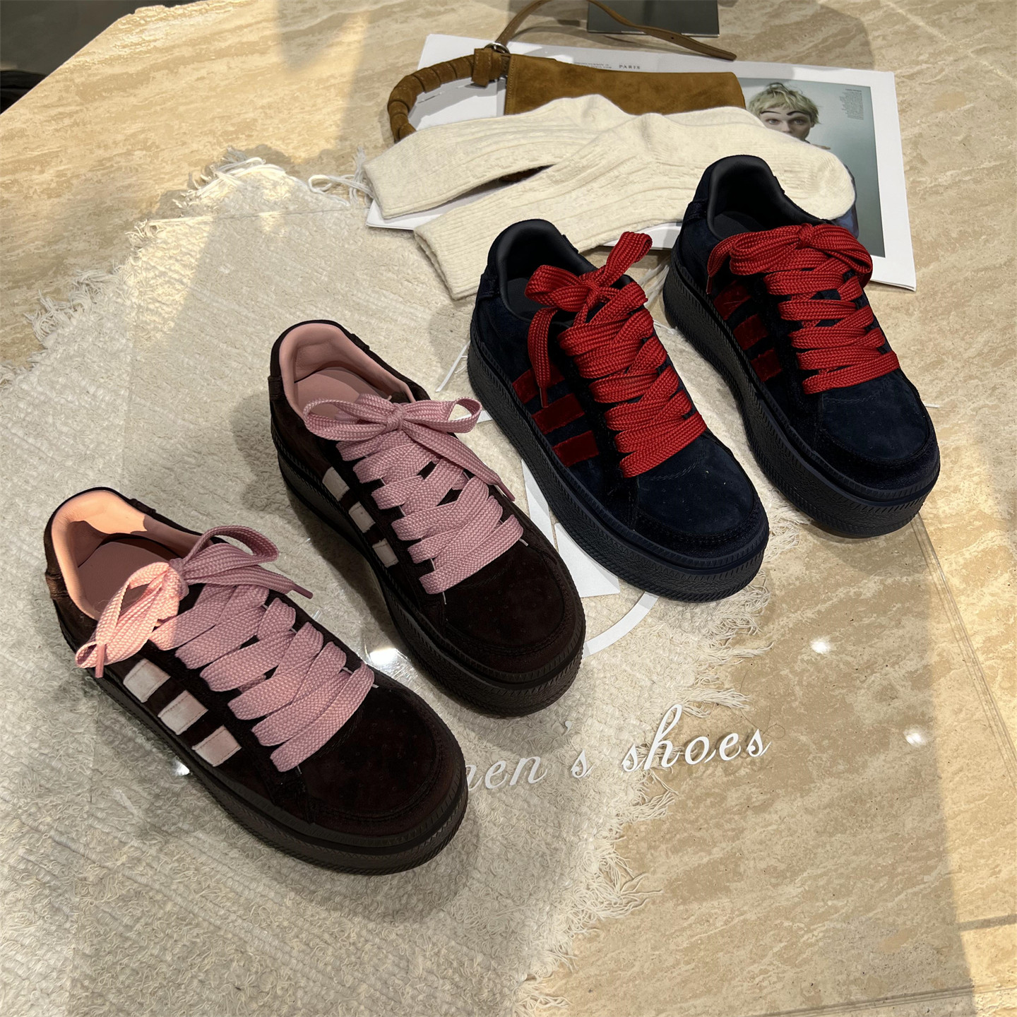 真皮厚底磨砂皮德训鞋休闲板鞋潮