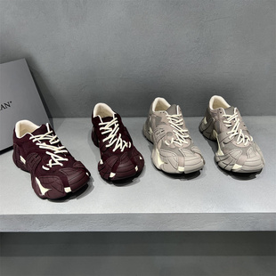 欧洲站女2025秋新款欧货真皮系带厚底八爪鱼老爹鞋时尚休闲运动鞋