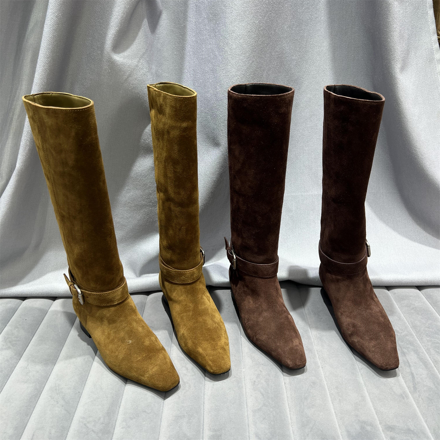 乐魔真皮磨砂皮高筒长靴骑士靴潮