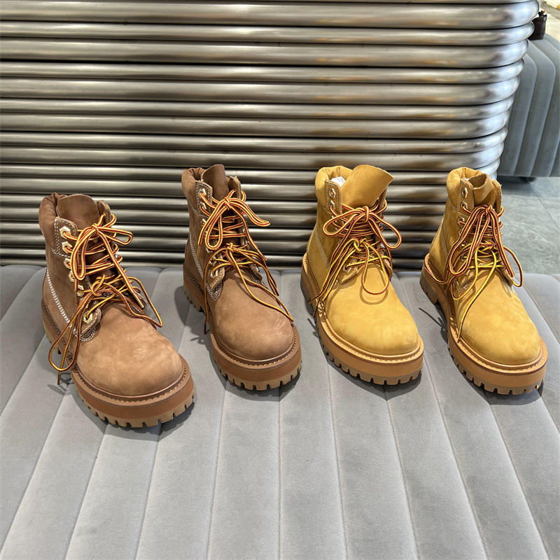 真皮厚底大黄靴户外短靴马丁靴潮