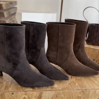 WM6真皮时尚高跟短靴马丁靴欧货