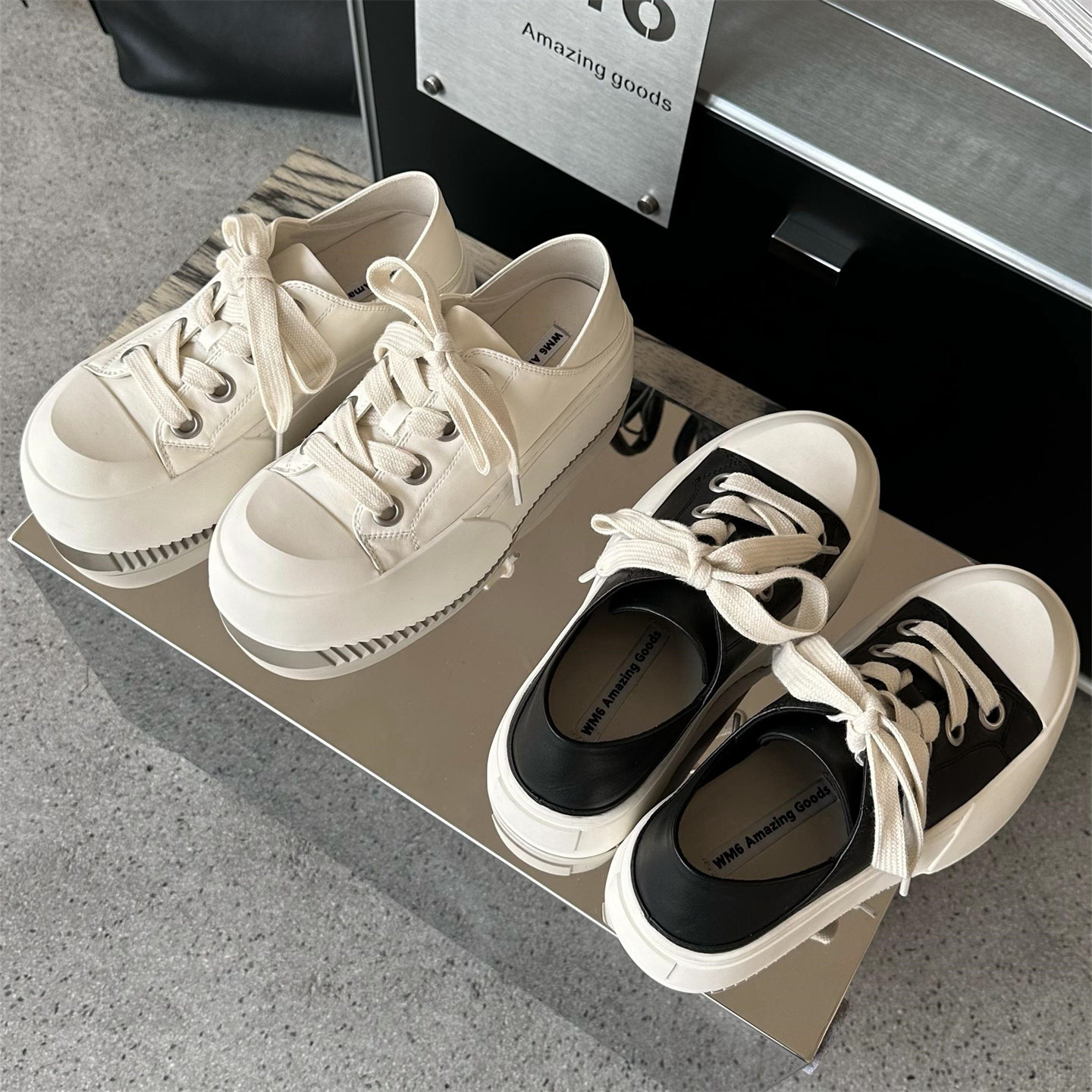 WM6欧洲站真皮女鞋2026春新款欧货圆头休闲厚底系带平底运动板鞋,女鞋,休闲板鞋,淘宝优惠券,粉丝福利购,淘宝优惠卷