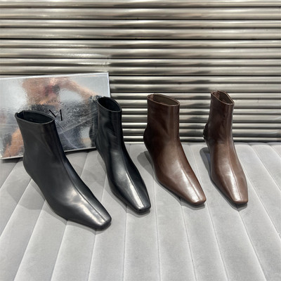 乐魔真皮方头拉链时尚短靴马丁靴