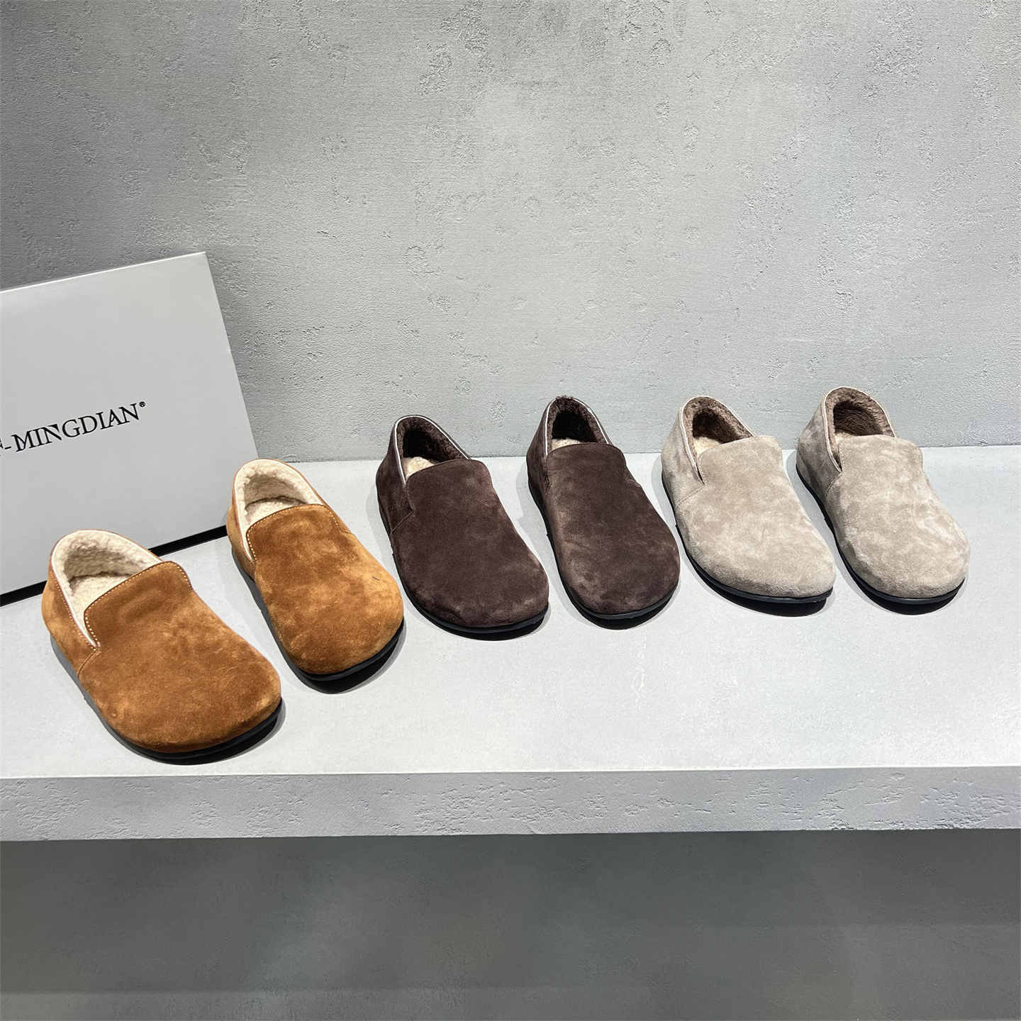 真皮羊毛保暖懒人鞋一脚蹬勃肯鞋