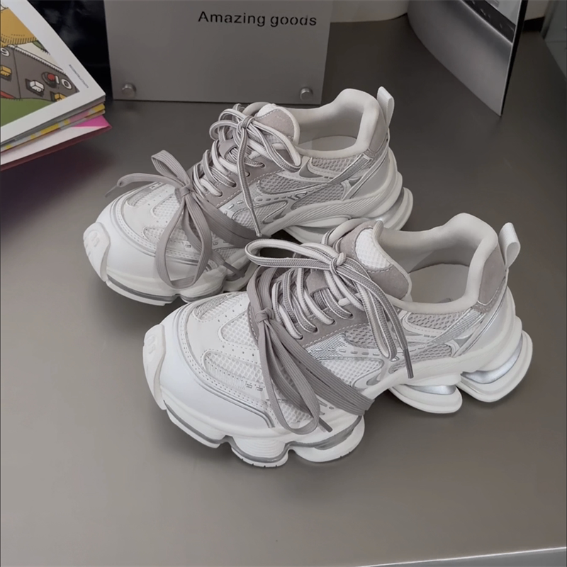 wm6女鞋2026春新款欧货真皮系带厚底ins老爹鞋松糕底休闲运动鞋潮