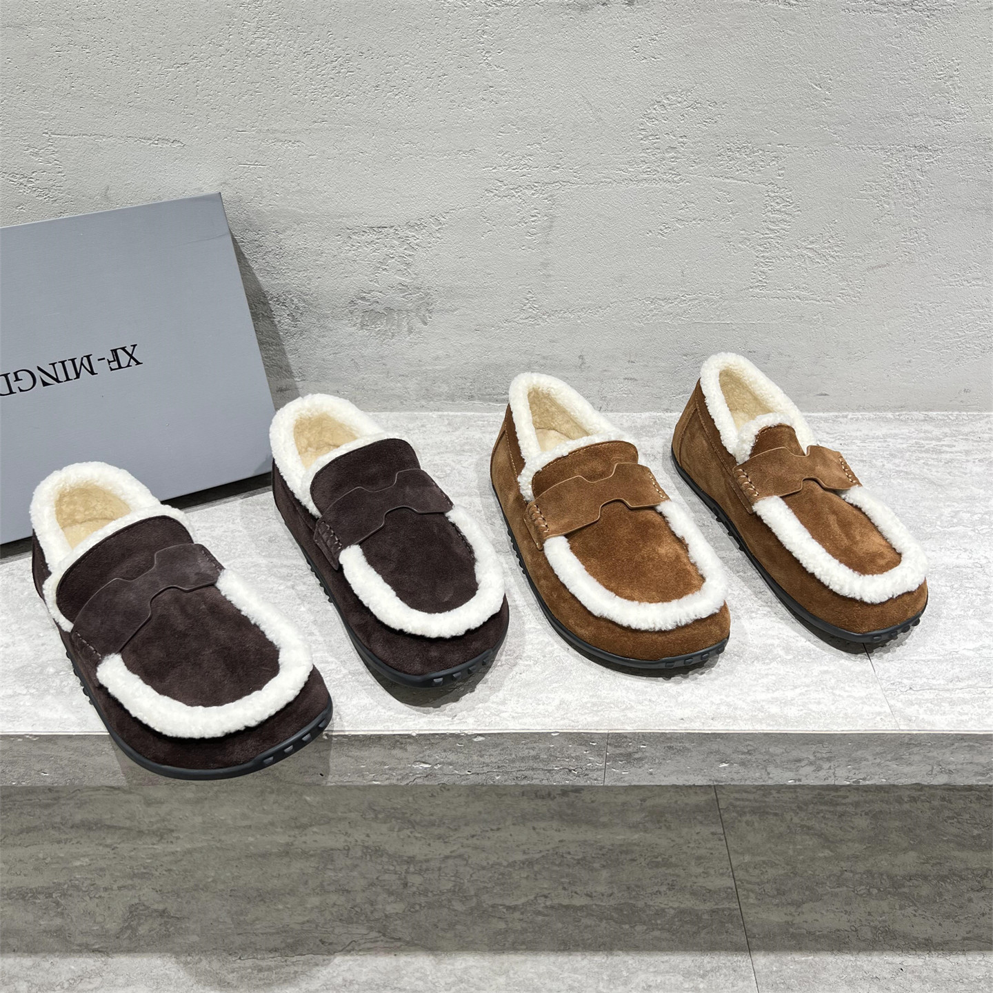 真皮羊毛保暖乐福鞋勃肯棉鞋瓢鞋