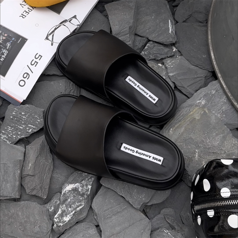 wm6女鞋2026夏新款欧货真皮厚底百搭一字拖凉鞋沙滩风露趾凉拖鞋