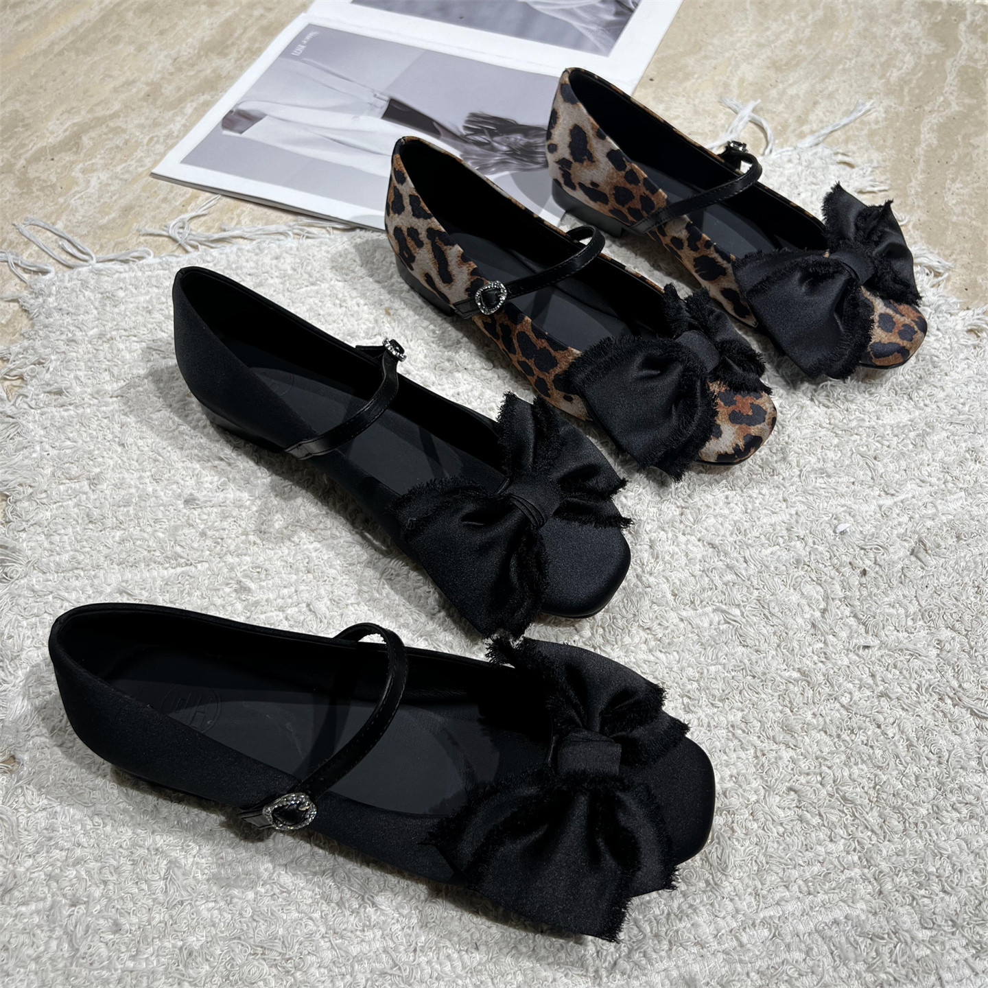 欧洲站女鞋2026春新款真皮蝴蝶结绸缎面低跟平底浅口单鞋玛丽珍鞋,女鞋,玛丽珍鞋,淘宝优惠券,粉丝福利购,淘宝优惠卷