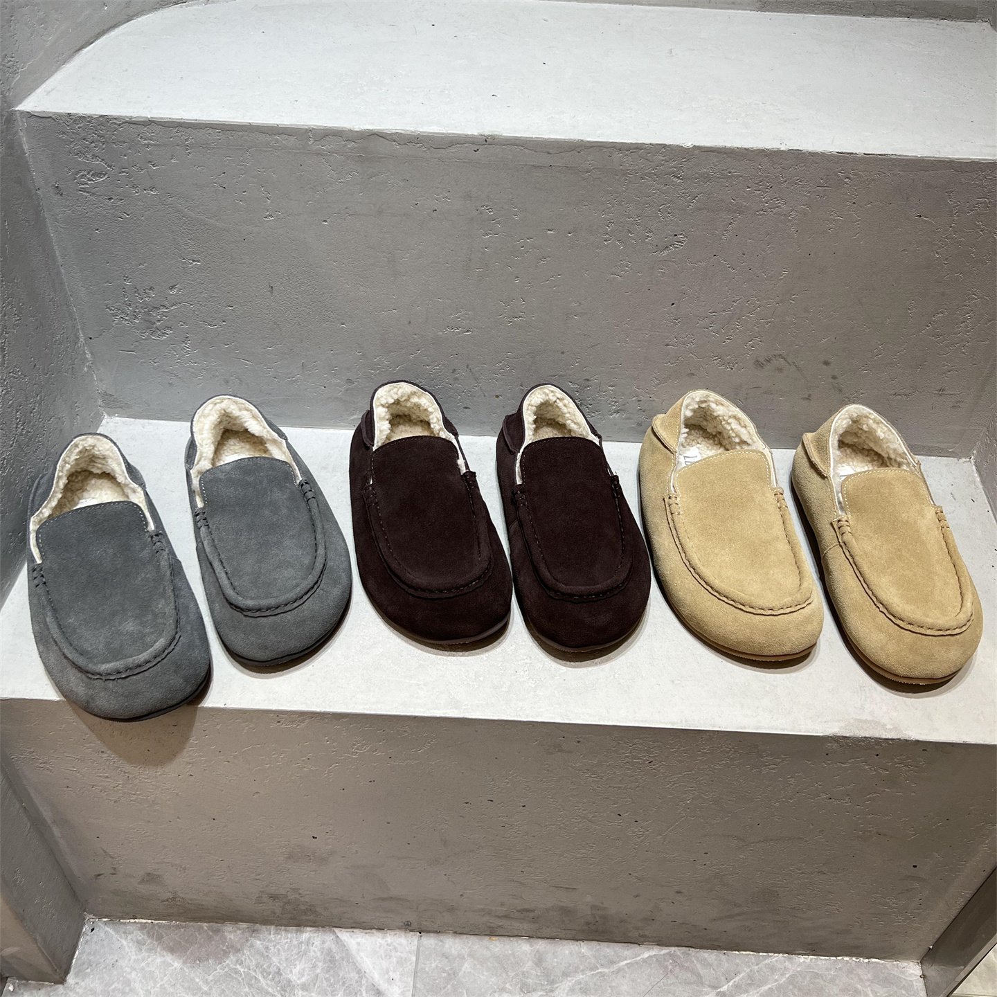 乐魔真皮羊毛保暖勃肯鞋懒人棉鞋