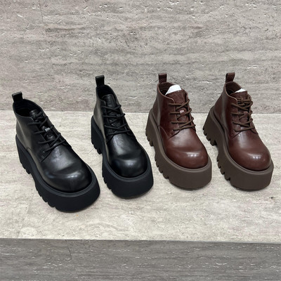 真皮系带厚底增高英伦短靴马丁靴