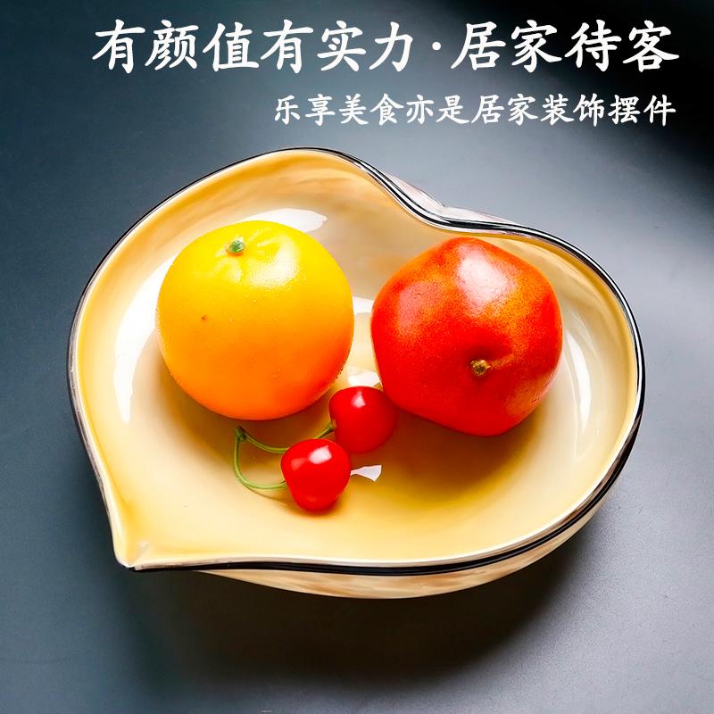 欧式轻奢创意琉璃水果盘茶几客厅摆件糖果干果零食收纳器皿茶点盘