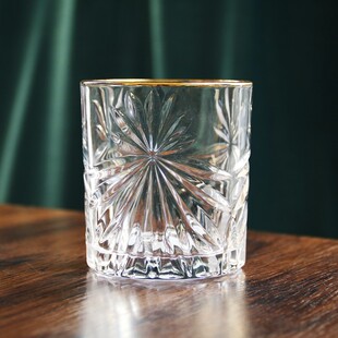 轻奢金边水晶玻璃杯洋酒杯啤酒杯商用威士忌杯鸡尾酒杯果汁杯 欧式