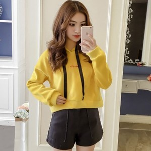 145秋冬女装娇小矮个子150cm显高小码XS超短款加绒连帽小清新卫衣