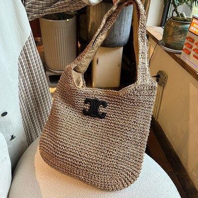 原创度假风草编包单肩包女大容量