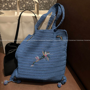 25SS重工钉珠刺绣托特包 TTSSVINTAGE 手工钩针单肩编织包25325