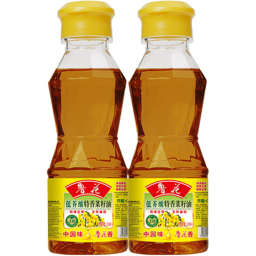 鲁花低芥酸特香菜籽油200ml*2 物理压榨 非转基因 煎炒烹炸拌