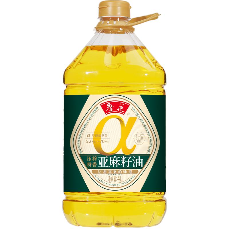 鲁花亚麻籽油4L*1 食用油 粮油煎炒烹炸凉拌