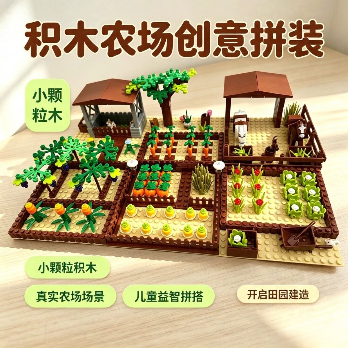 过家家农场小颗粒拼装益智积木