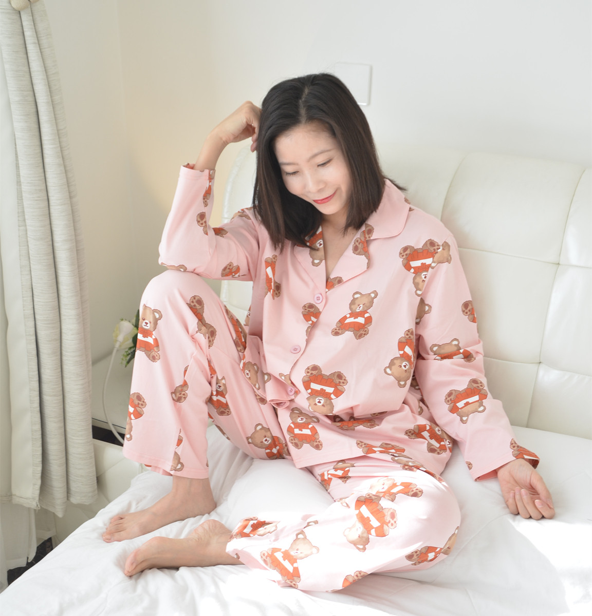 加肥大码女针织纯棉睡衣