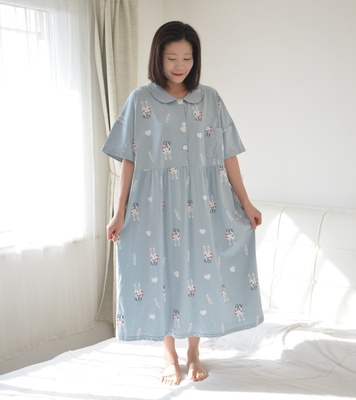 纯棉夏季宽松大码胖MM睡裙