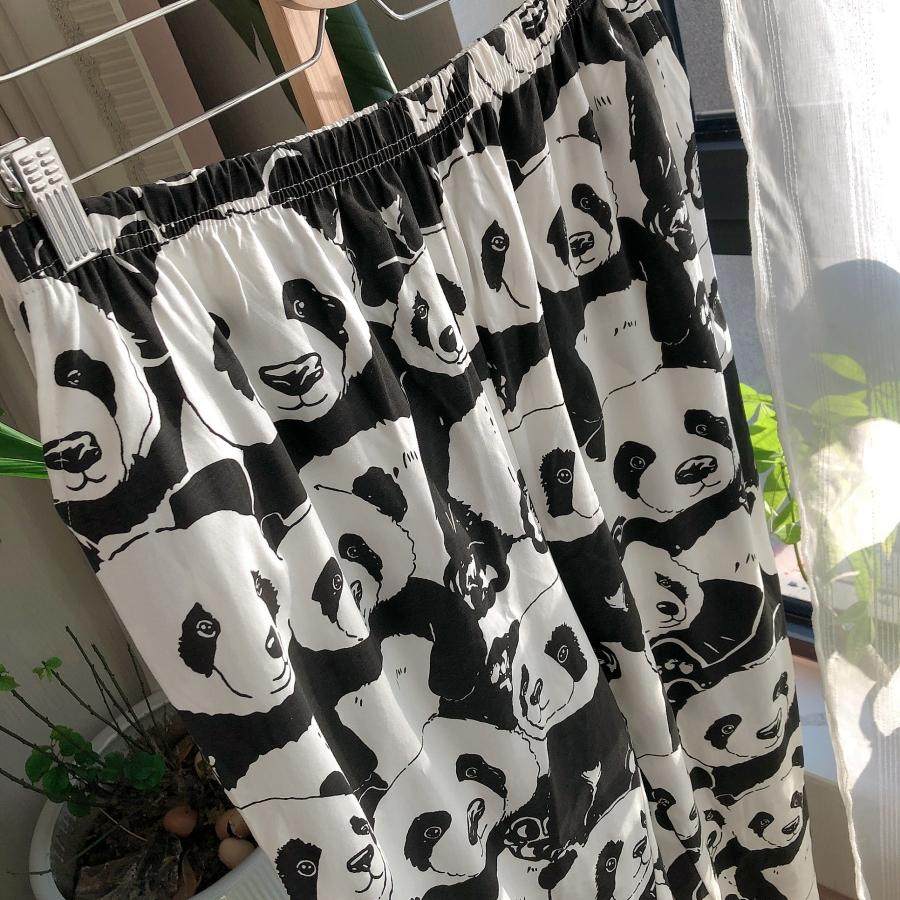 200斤加肥加大码熊猫睡裤男女同款春秋针织纯棉长裤休闲裤家居裤