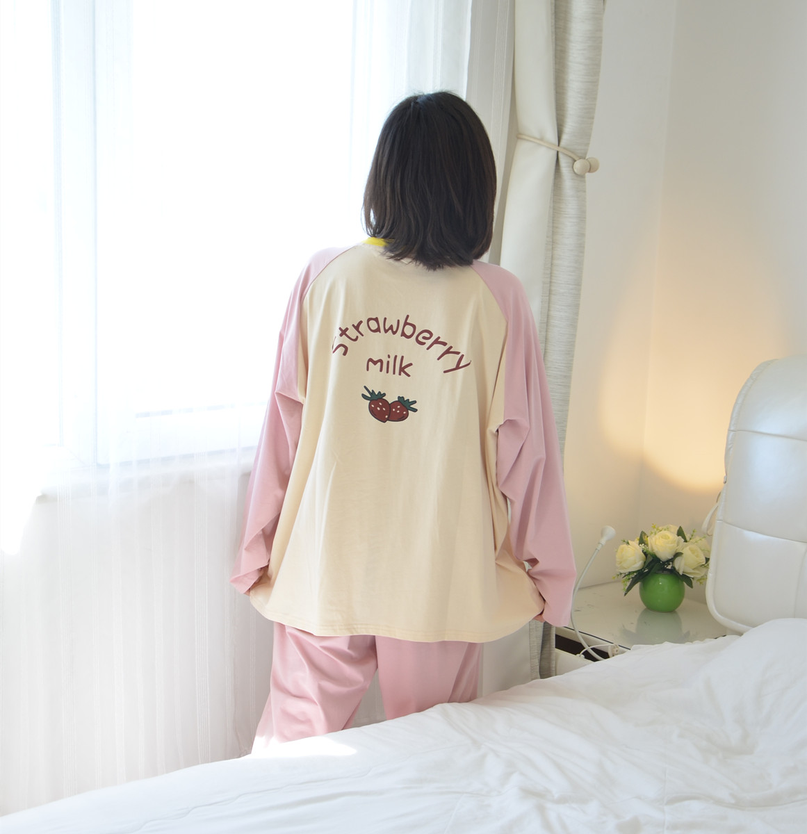 女纯棉睡衣加肥大码长袖秋季