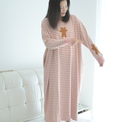加厚纯棉秋冬胖MM超长款睡裙