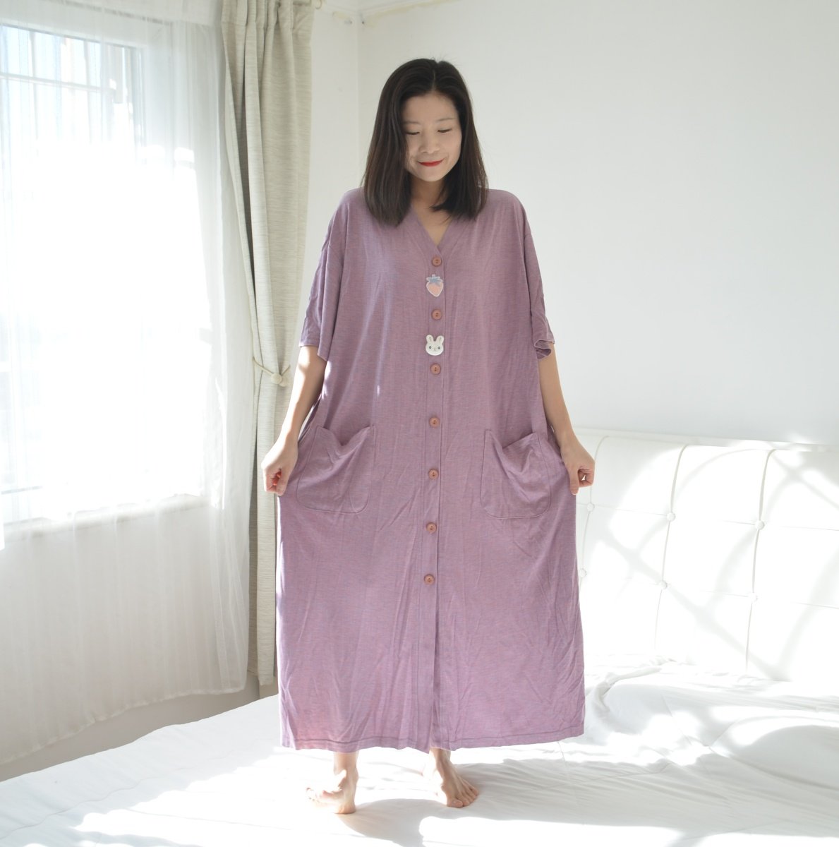 200斤加肥大码孕妇睡裙胖MM夏季莫代尔短袖加长款V领开衫家居睡