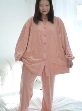 女薄绒加肥大码睡衣冬季