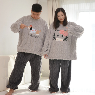 男女冬季加厚绒大号家居睡衣
