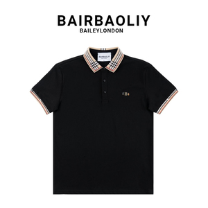 BAIRBAOLIY轻奢高品经典翻领条纹修身短袖POLO衫男装夏季时尚百搭