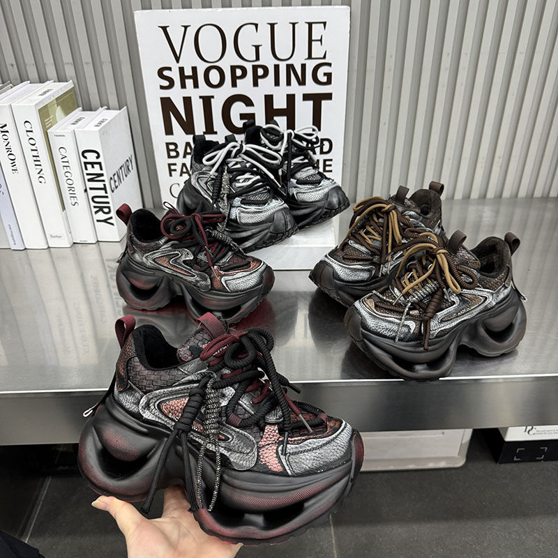 复古擦色厚底老爹鞋女透气增高百搭运动休闲鞋潮加绒棉鞋1212-92