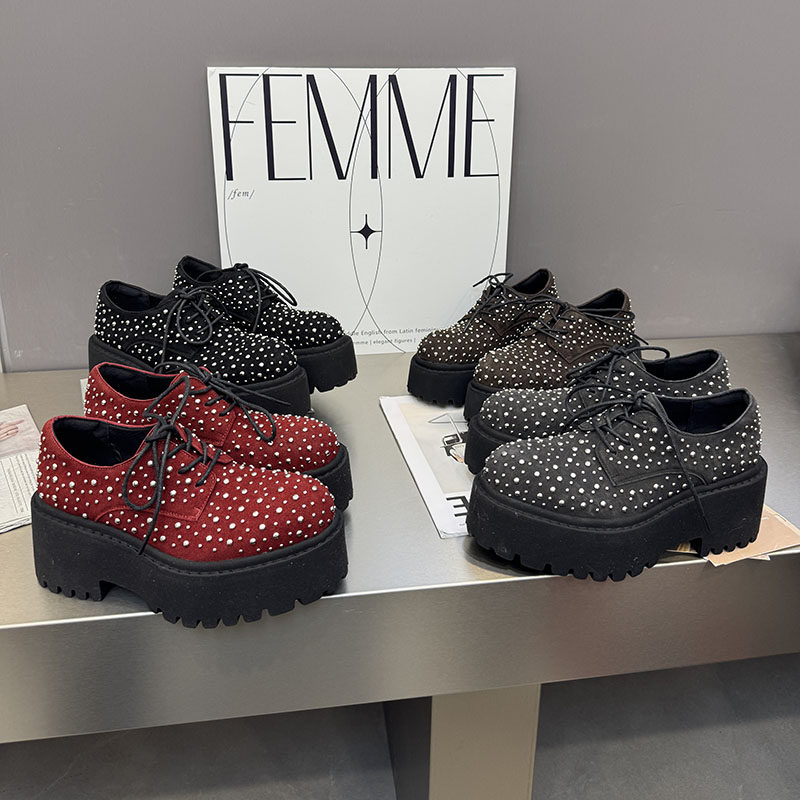 2026春新款铆钉松糕鞋女厚底增高系带德比鞋百搭休闲鞋单鞋37-03,女鞋,松糕（摇摇）鞋,淘宝优惠券,粉丝福利购,淘宝优惠卷