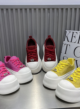 26春新款厚底真皮单鞋松糕鞋女小个子6cm休闲板鞋多色可选6628-3