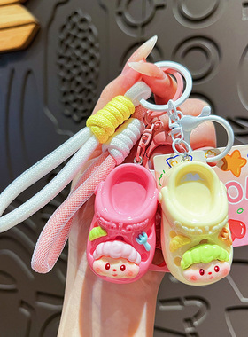 原创树脂碳水脑袋洞洞鞋钥匙扣可爱卡通女孩公仔情侣包包挂件礼品