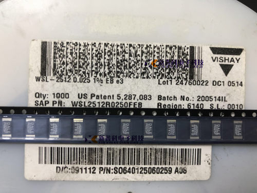 WSL2512R0250FEB 贴片电流感应电阻 1W 0.025R 25mR 1% R025F