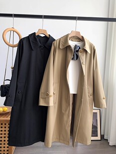 篙品质！木巨1W+！挺括有型显瘦气质翻领中长款褶皱风衣外套女秋