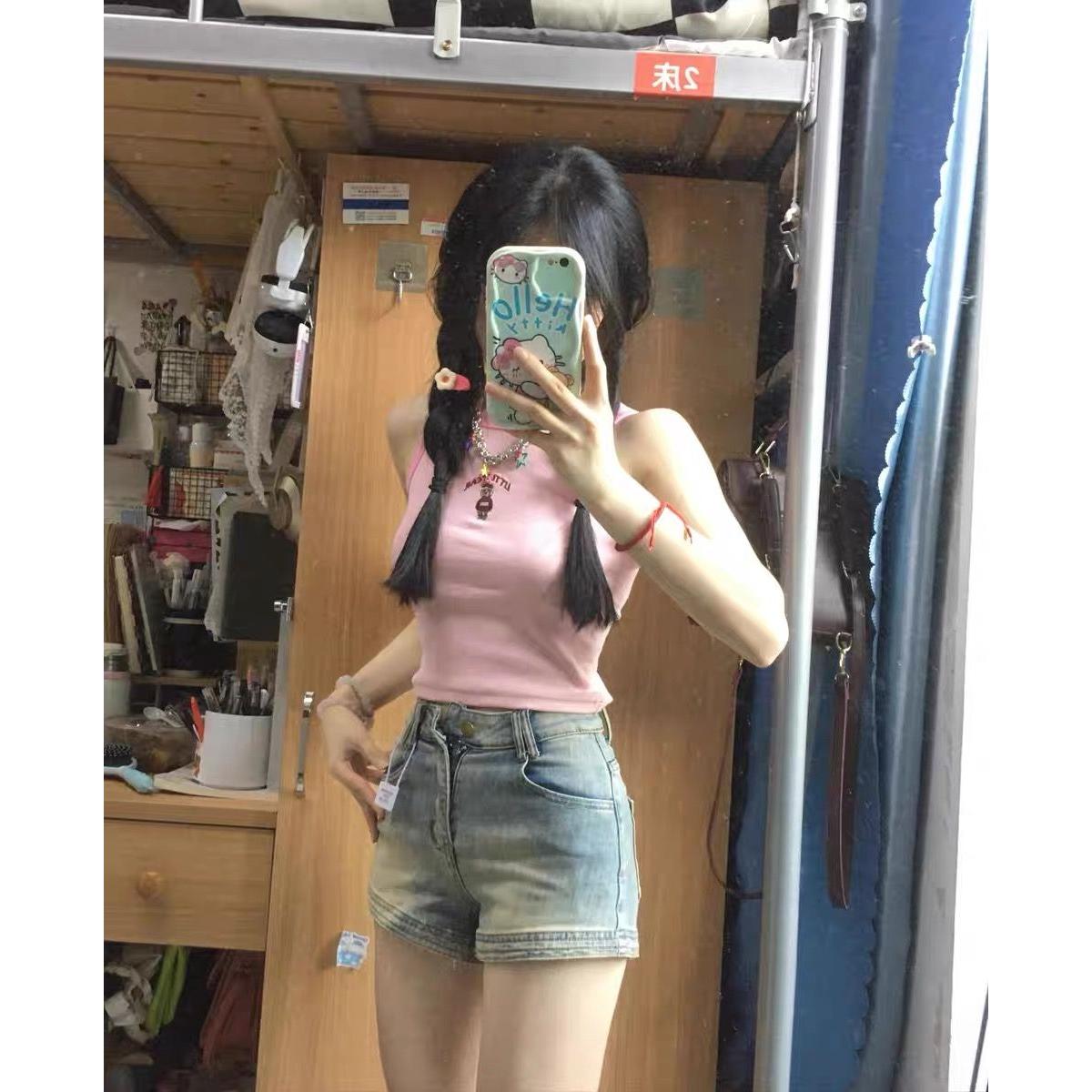 复古直筒牛仔短裤女夏薄款大码胖mm高腰弹力显瘦梨形身材a字热裤